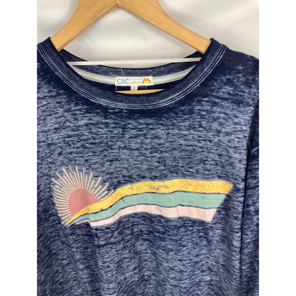 C&C California Womans Burnout Sun Graphic Lightweight Sweatshirt Size S - Picture 2 of 3